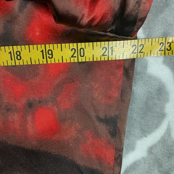 St. John Blouse Womens Large Red Brown Silk Stretch Beaded Jeweled Split Neck - Picture 8 of 12